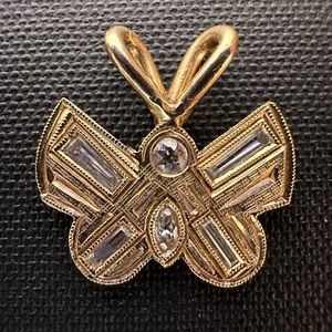 Beautiful 14k Yellow Gold Butterfly Pendant with Genuine Diamonds